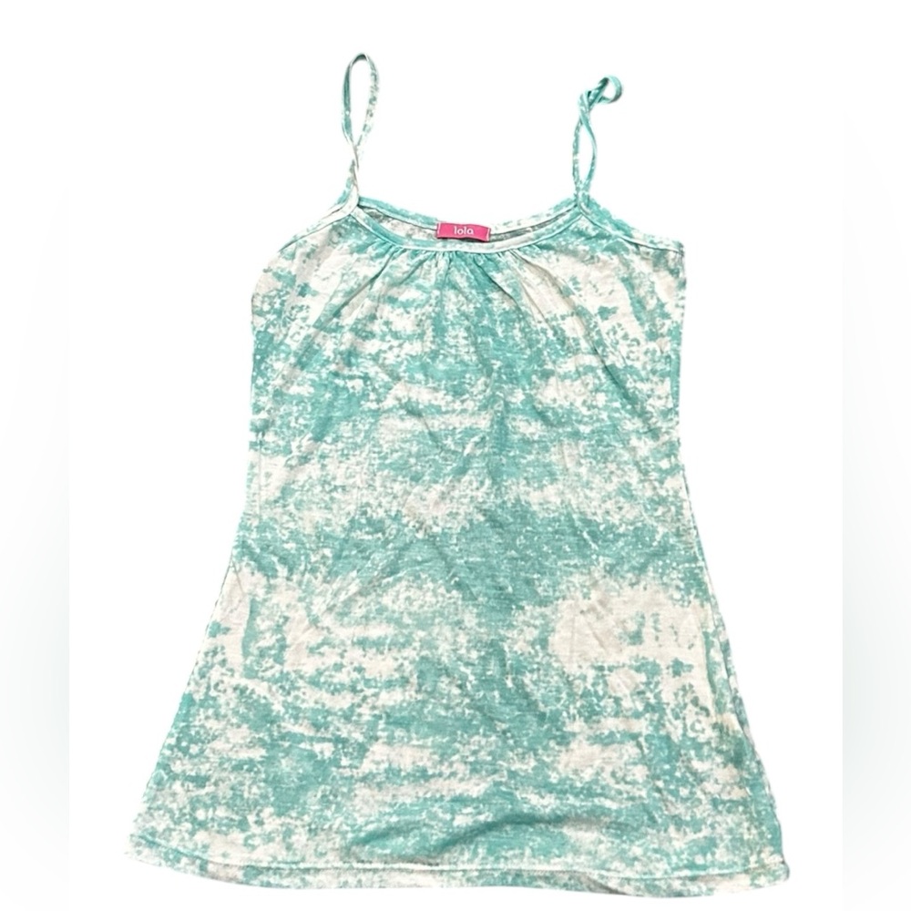 Women’s Lola Y2K Aqua and White tank Size Medium